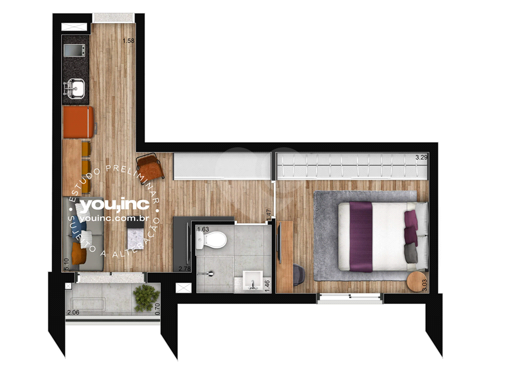 Apartamento de 68m² com Duas Suítes e Uma Vaga - Brooklin