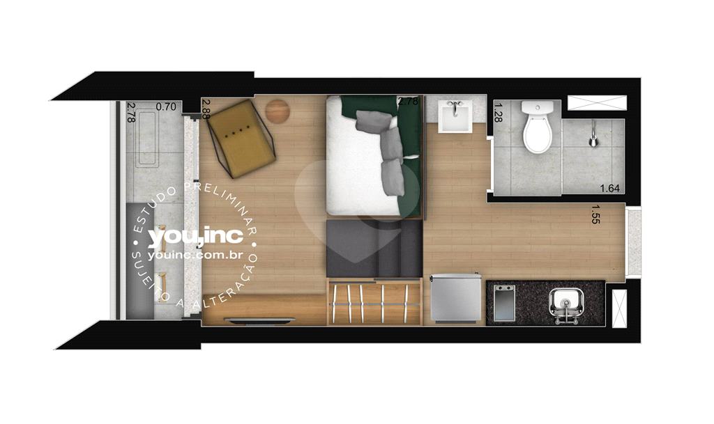 Apartamento de 68m² com Duas Suítes e Uma Vaga - Brooklin