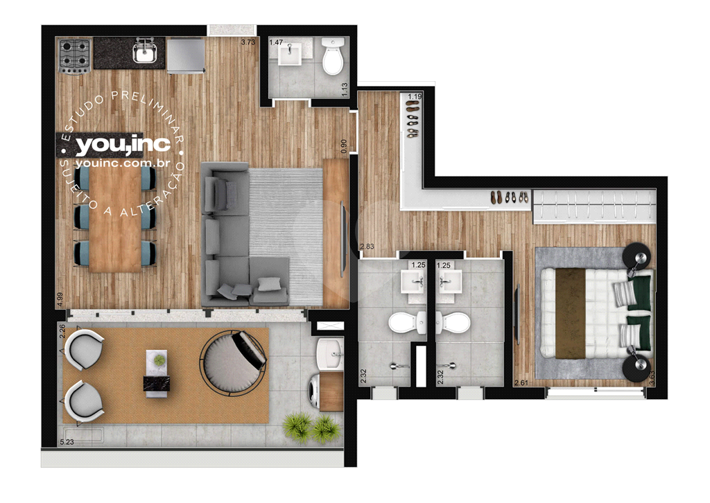 Apartamento de 68m² com Duas Suítes e Uma Vaga - Brooklin