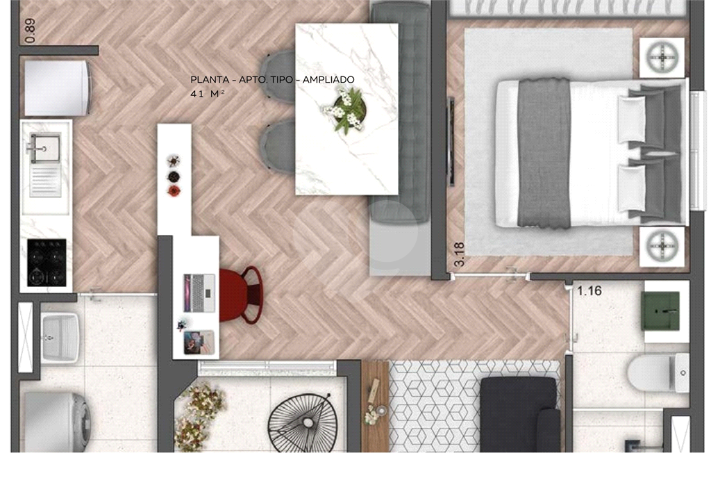 Apartamento de 38m² com 2 Dormitórios e Vaga de Garagem