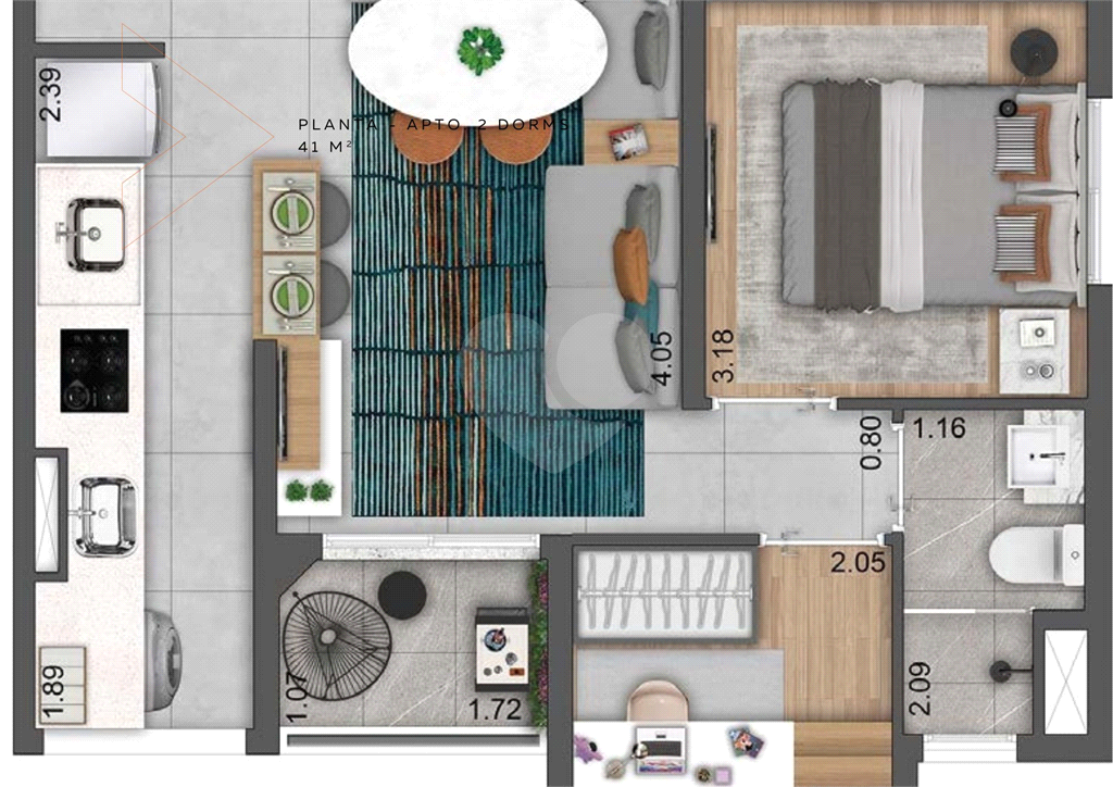 Apartamento de 38m² com 2 Dormitórios e Vaga de Garagem