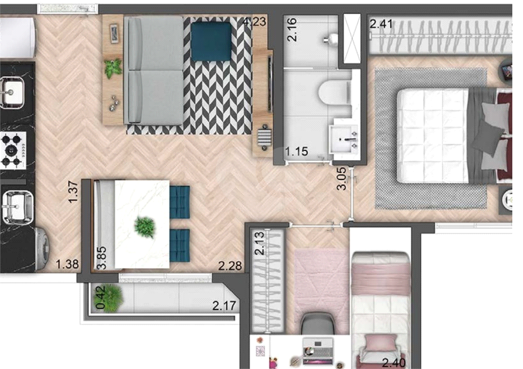 Apartamento de 38m² com 2 Dormitórios e Vaga de Garagem