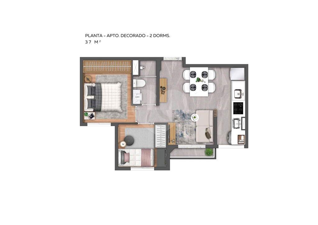 Apartamento de 38m² com 2 Dormitórios e Vaga de Garagem