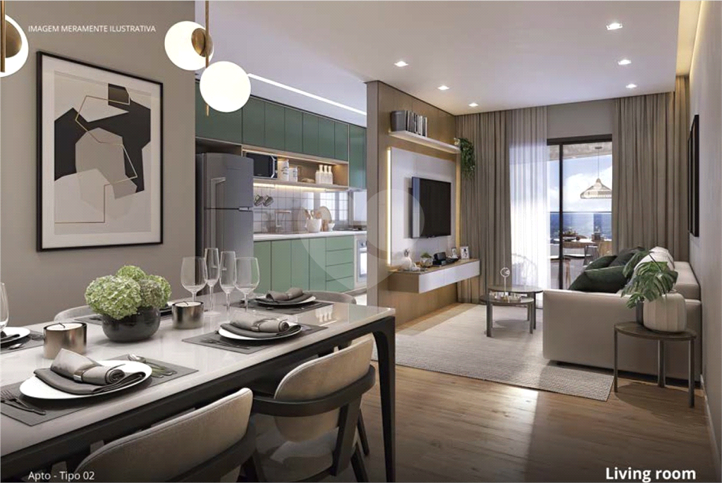 Apartamento Vista Mar, Praia Grande, Solemar, com 2 quartos, sendo 2 suítes, varanda gourmet e 1 vaga de garagem.