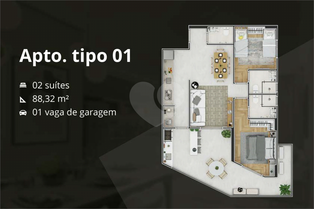 Apartamento venda PRAIA GRANDE com até 96,72m2, vista para o mar, até 2 suítes, sala, 3 banheiros, varanda gourmet e 1 vaga de garagem