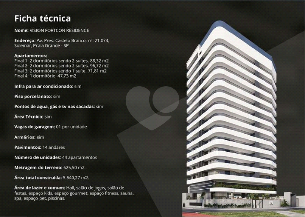 Apartamento venda PRAIA GRANDE com até 96,72m2, vista para o mar, até 2 suítes, sala, 3 banheiros, varanda gourmet e 1 vagas de garagem. 