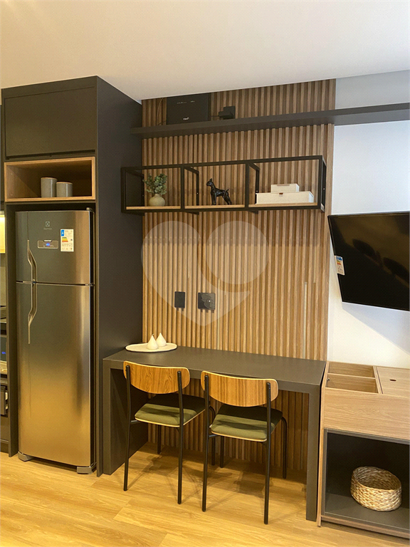 Studio com decoração refinada 27m² mobiliado com lazer Pinheiros