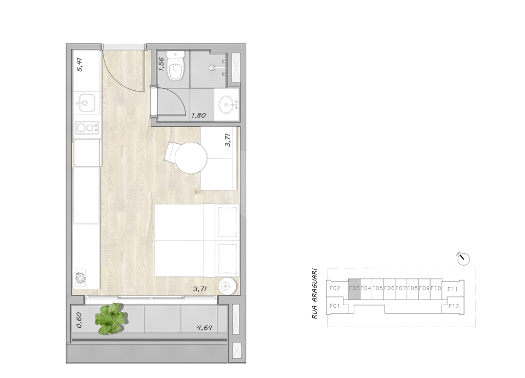 Studio mobiliado de 27m² à venda em Moema – Stay Moema by Helbor