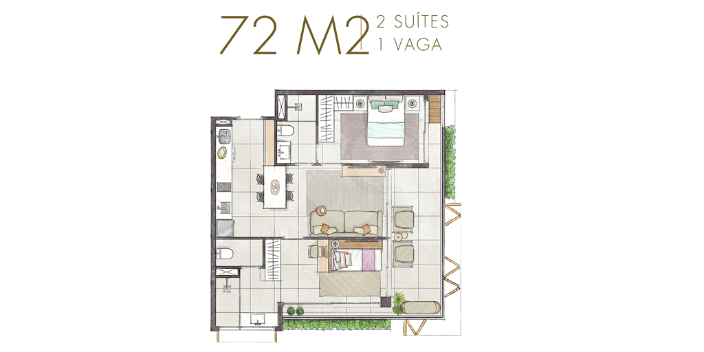 Apartamento à venda na Riviera de São Lourenço – 69 m², 2 suítes, 1 vaga – Saint Tropez Village
