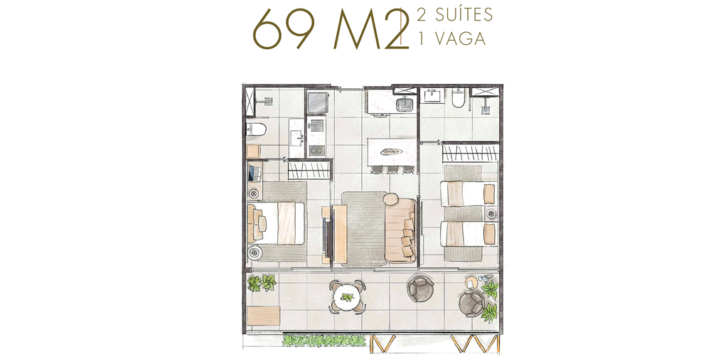 Apartamento à venda na Riviera de São Lourenço – 69 m², 2 suítes, 1 vaga – Saint Tropez Village