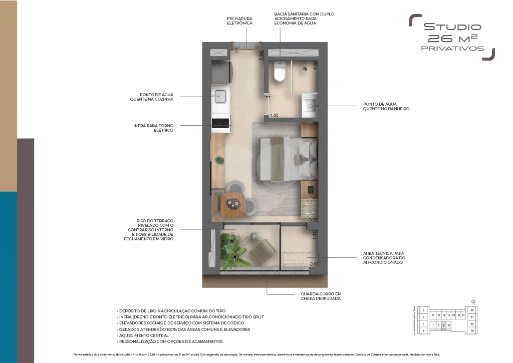 Studio à venda – 26 m² – Helbor Collage Bela Vista – São Paulo – SP
