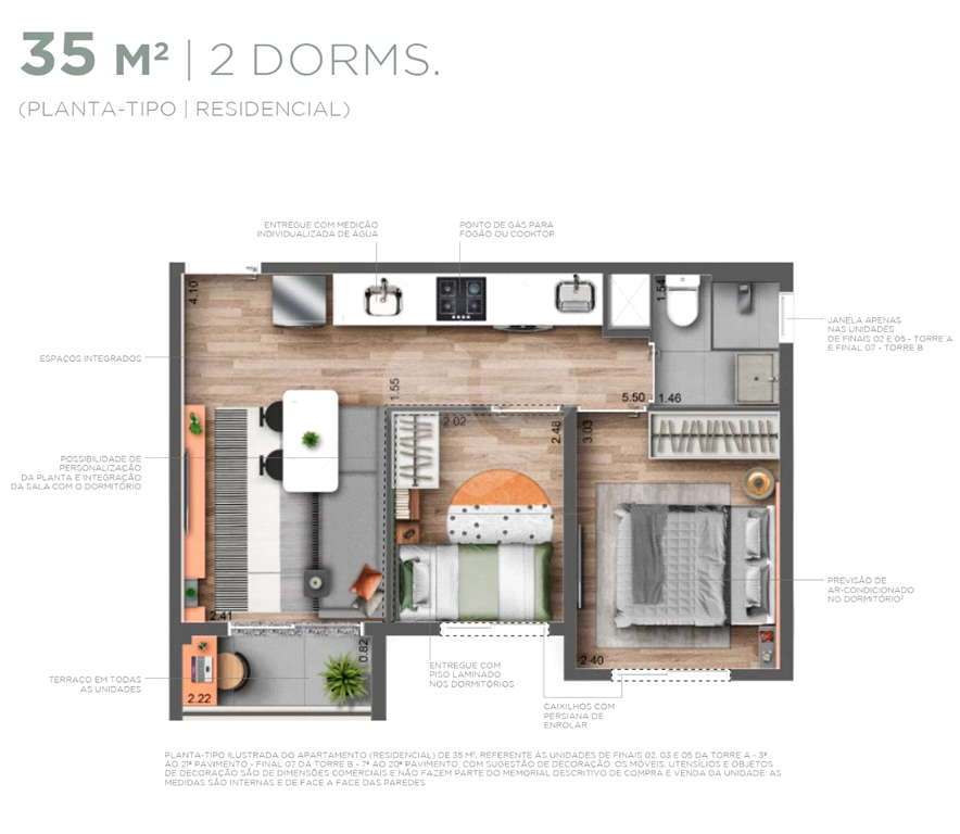 Apartamento em Perdizes com 2 quartos