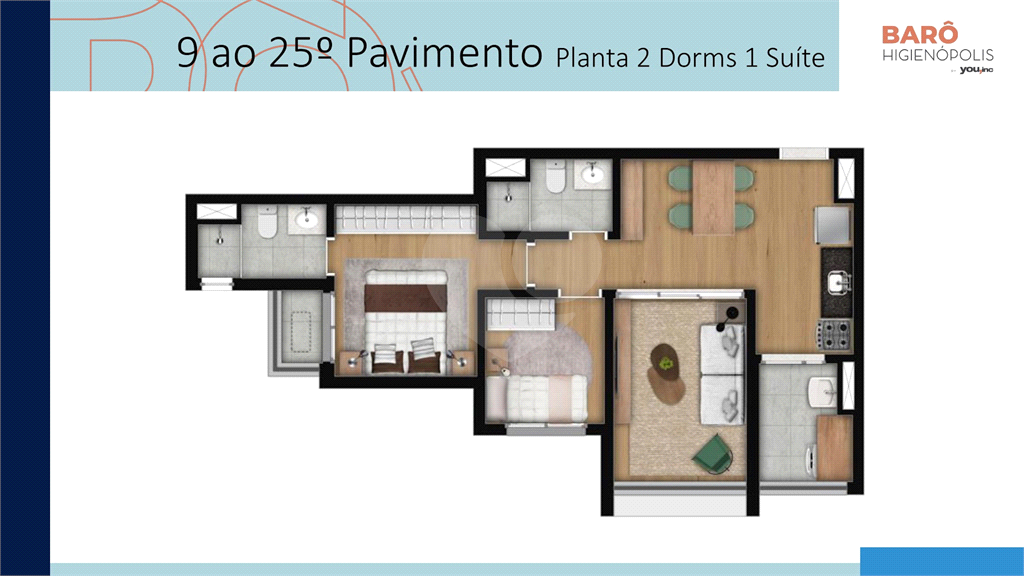 Studio 25 m² – Barô Higienópolis by You, inc | São Paulo – SP