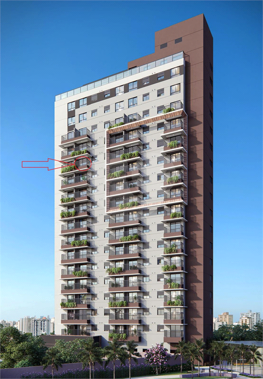 Apartamento para venda com 27,23 m², um dormitório, um banheiro, uma sala de estar com cozinha aberta e terraço em Pinheiros-SP