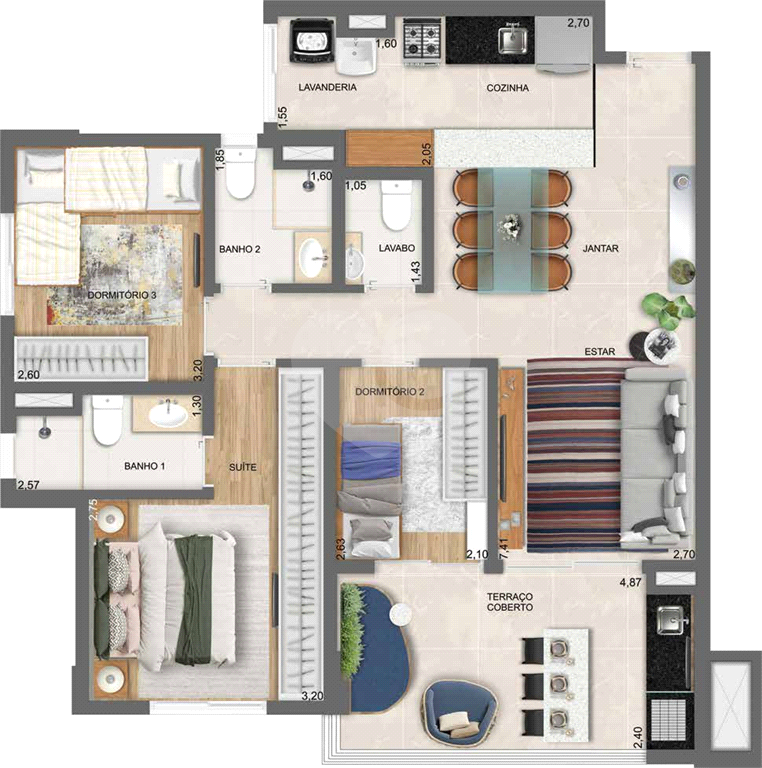 Alugue o Sonho de 85m² ! Exclusividade e Lazer Completo no Unique Green Tourmaline! Apto. 3 dormitórios com 2 vagas