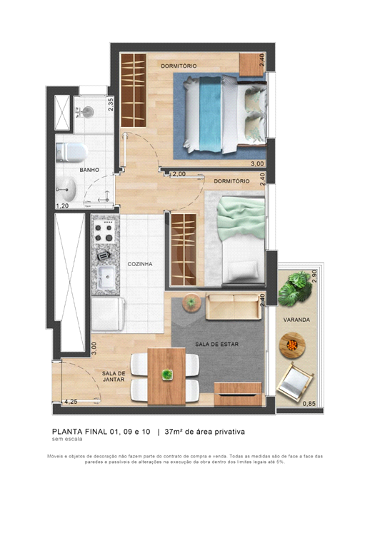 Apartamento, 2 quartos, 37 m² - Foto 2