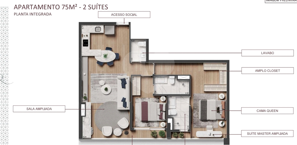 VILA MARIANA - METRÕ ANA ROSA - 2 SUITES COM 75M² 