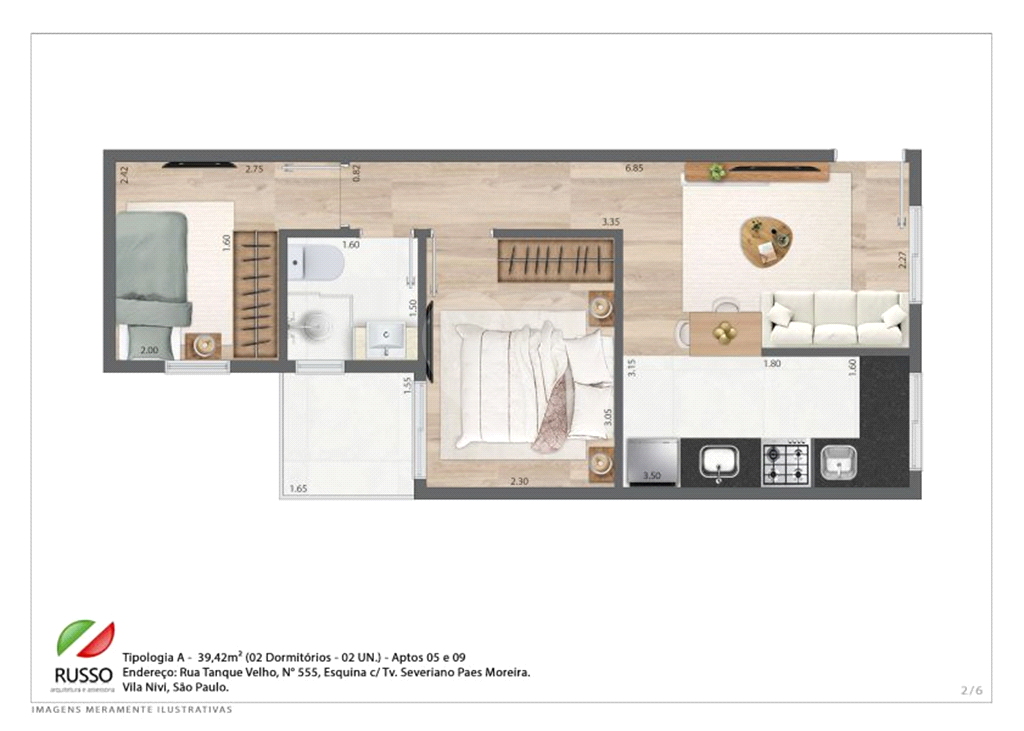Apartamento à Venda no Tucuruvi | 39,42 m² | com Varanda | 2 dormitórios.