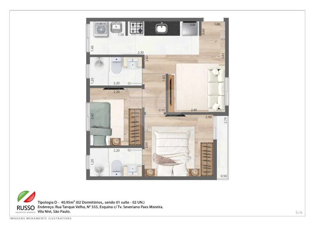 Apartamento Garden  à Venda no Tucuruvi | 40,95 m² | 2 dormitórios, 1 suíte. .