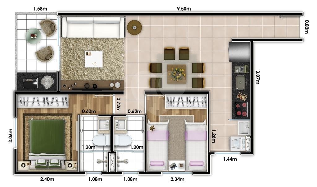 Apartamento à venda com 1 quarto, 43m² - Foto 9