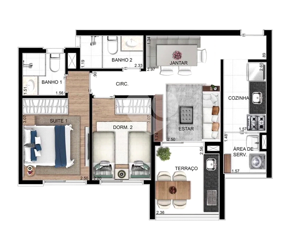 Apartamento à venda | 56 m² | 2 dormitórios, 1 suíte | 1 vaga no Jardim São Paulo!