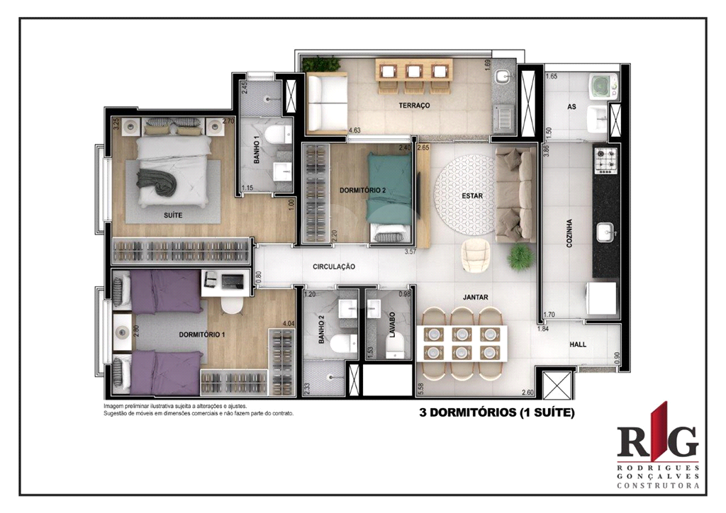 Apartamento novo em Santana, 3 dormitórios, 1 suíte, 2 vagas