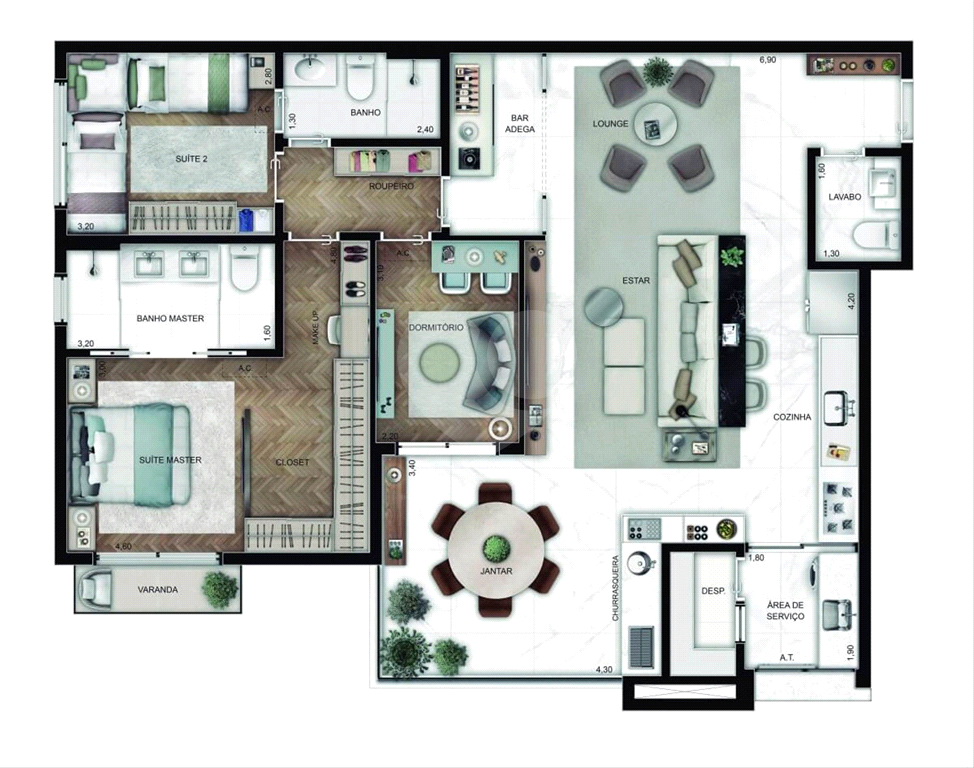 Apartamento na Lapa, com 3 dormitórios e 3 vagas