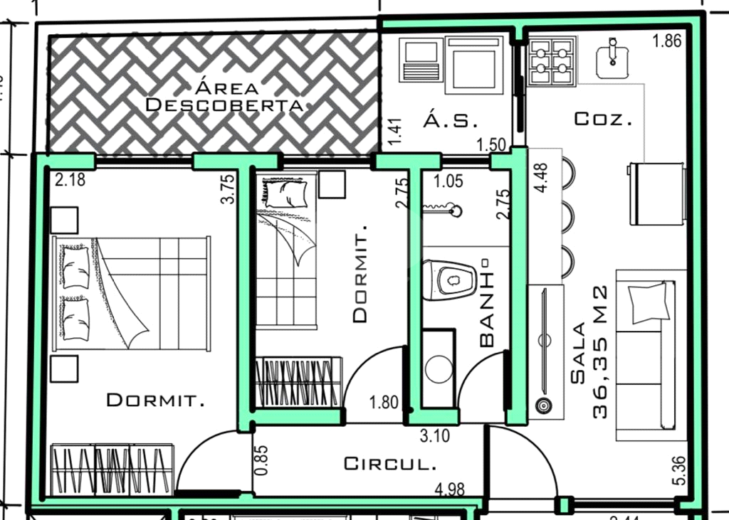Apto 1 quarto no Jd França