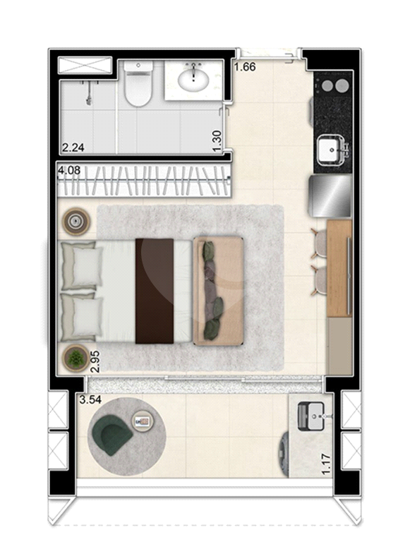 Lindo Studio com fino acabamento - IBIRAPUERA