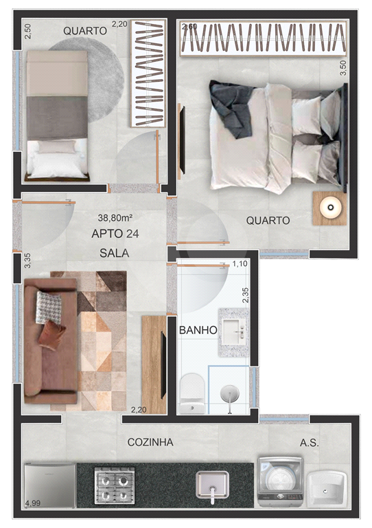 Apartamento novo na região da Casa Verde, 2 quartos