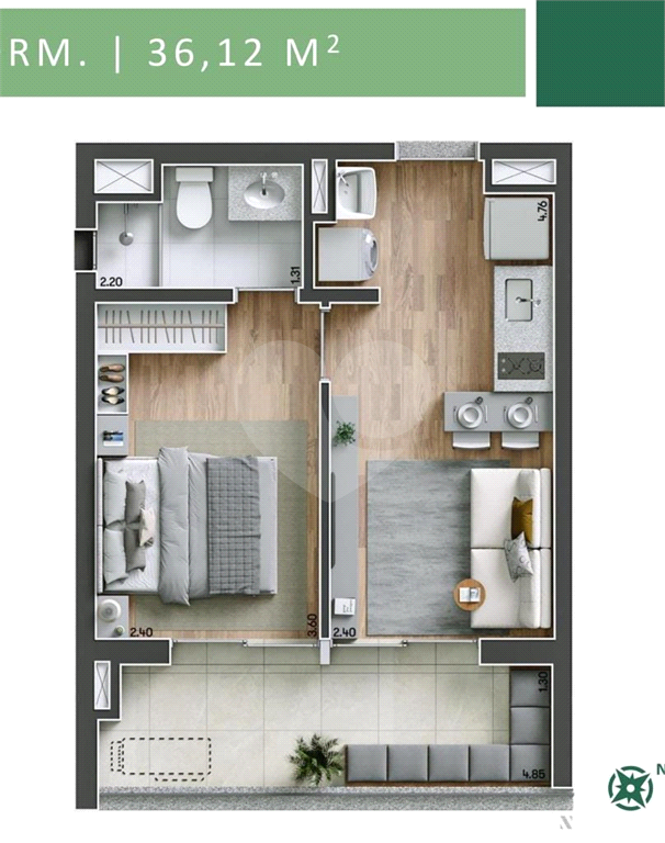 Apartamento em Ipiranga para Venda-36 m2-1 Dormitório