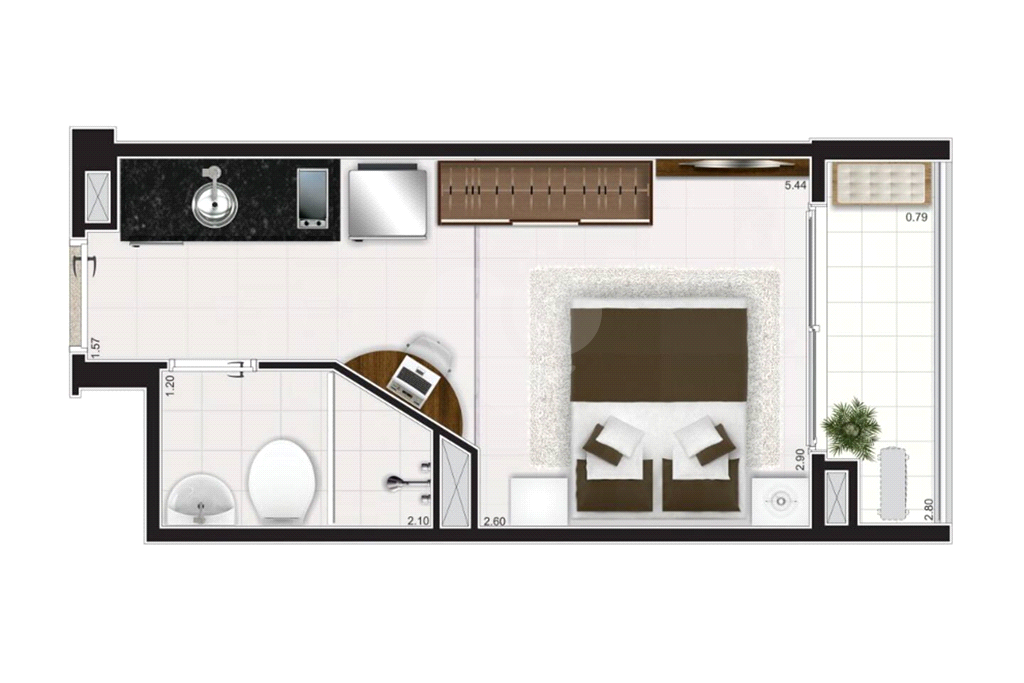 Apartamento Studio 20,32 m2, excelente localização ao lado do Metro