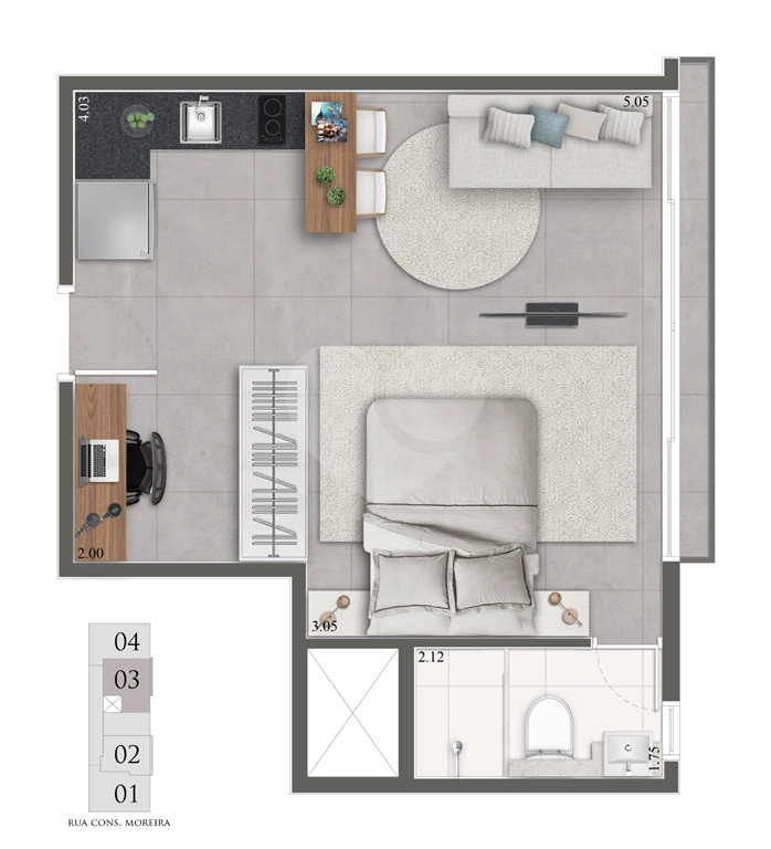 Studio em local nobre, no Alto de Santana com 28 m2