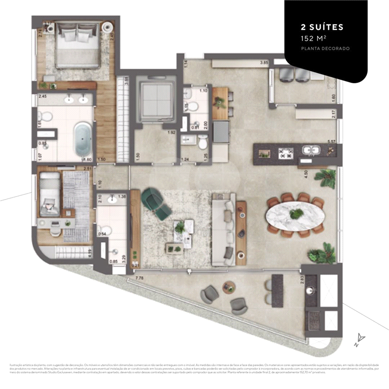 Apartamento para venda com 152,7 m², três suítes, duas vagas, na Vila Olímpia!