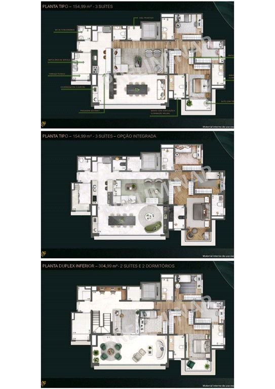 Unidade Garden com 253,90 m² com 3 suítes 2 vagas