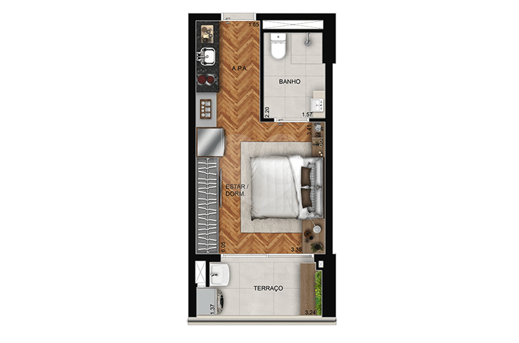 A poucos passos do Metrô e Shopping Tucuruvi Apartamento Studio novo pronto para morar!!