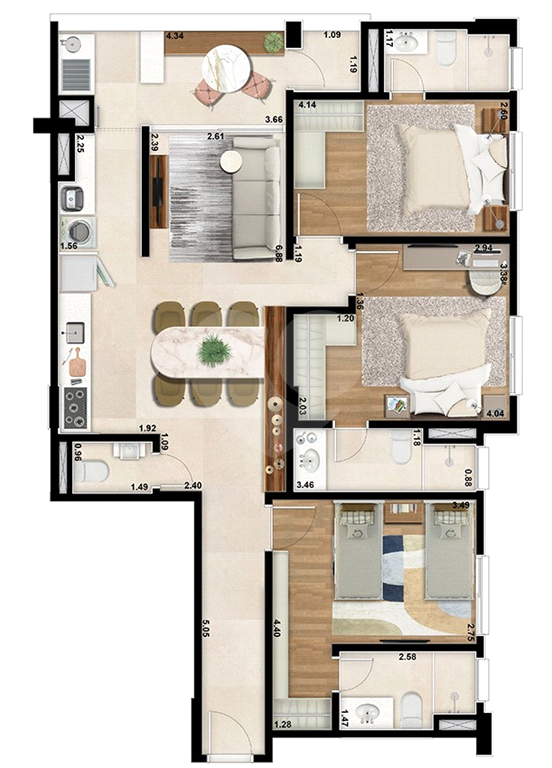 Apartamento à venda com 2 quartos, 68m² - Foto 4