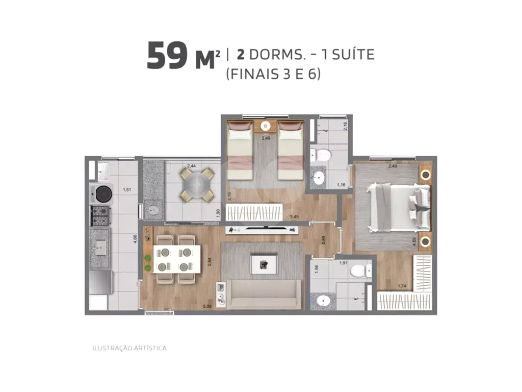 Apartamento à venda com 2 quartos, 59m² - Foto 16
