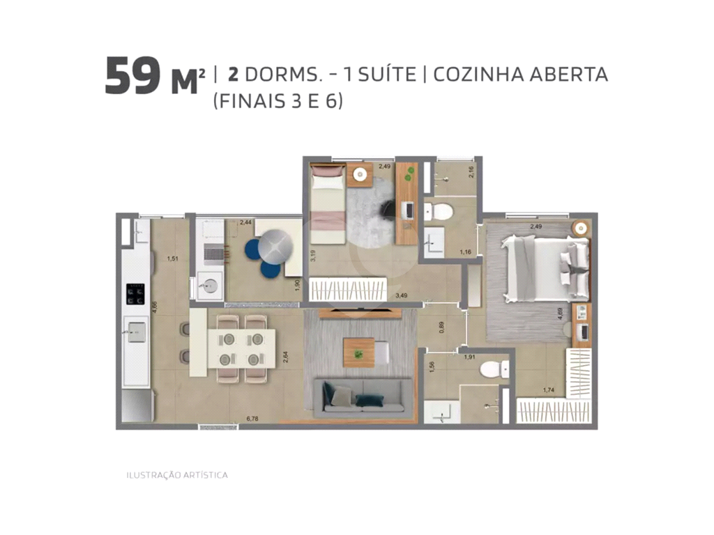 Apartamento à venda com 2 quartos, 59m² - Foto 8
