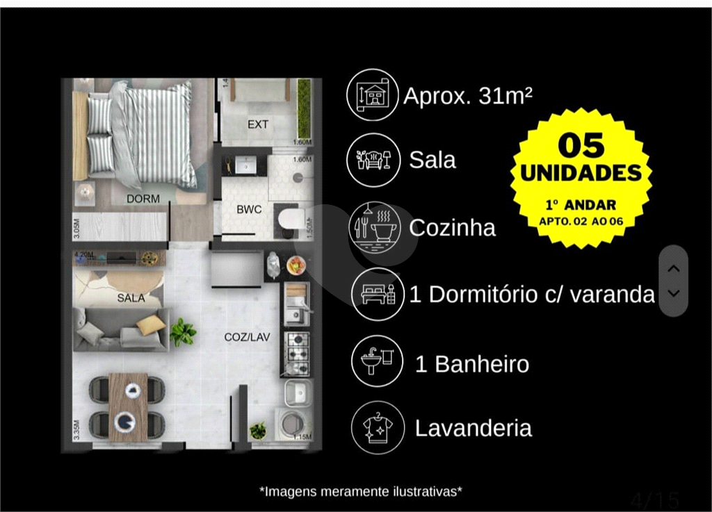 Apartamento com 35 mts² - Penha