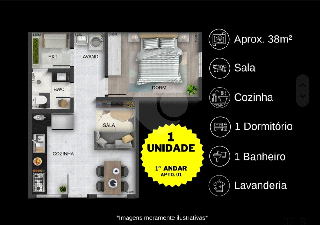 Apartamento com 35 mts² - Penha