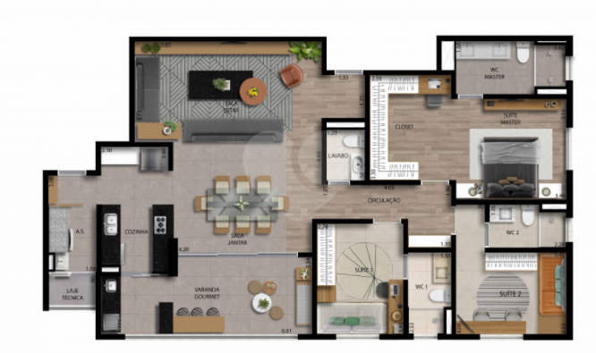 Planta 140m²