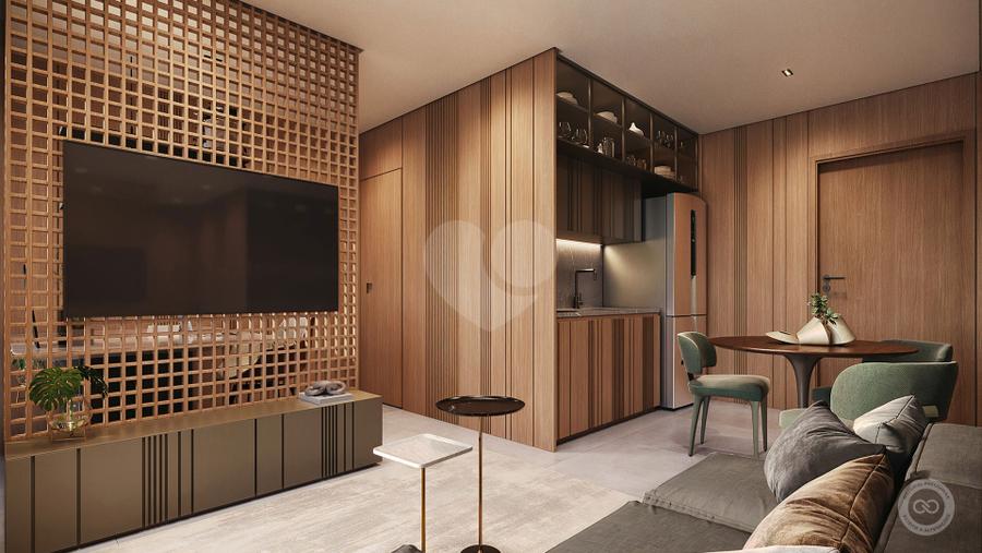 Perspectiva Ilustrada do Living - 33m²