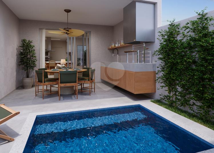Perspectiva - Quintal com Piscina