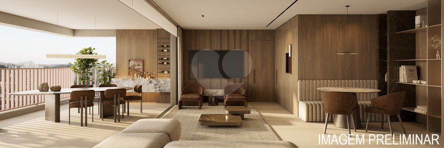 Living de 106m2 do Apartamento de 1 Suíte