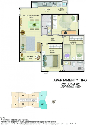 Apartamento 64m²