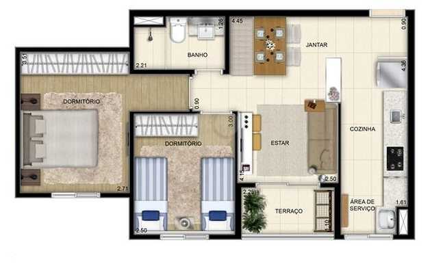 Apartamento 51m²