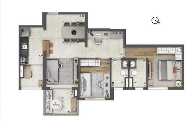 Apartamento 73m²