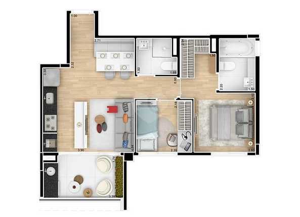 Apartamento 55m²