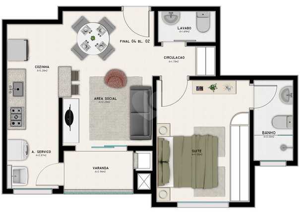 Apartamento 45m²